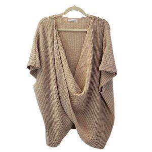 Anthropologie Wool Blend Ribbed Criss-Cross Poncho Sweater